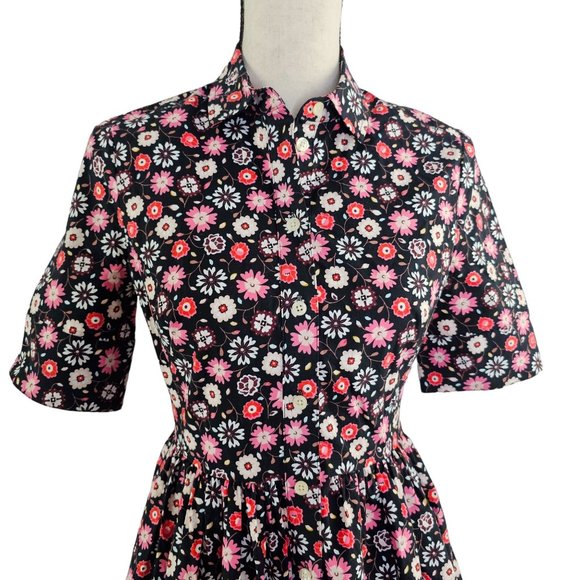 Kate Spade baja bound mini casa floral black shirt dress Size 0 - Picture 3 of 16